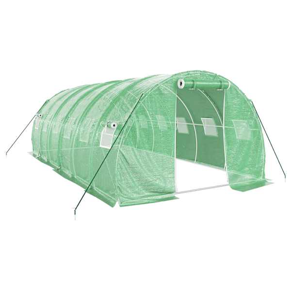 vidaXL kasvuhoone terasraamiga, roheline, 18 m&sup2;, 6x3x2 m