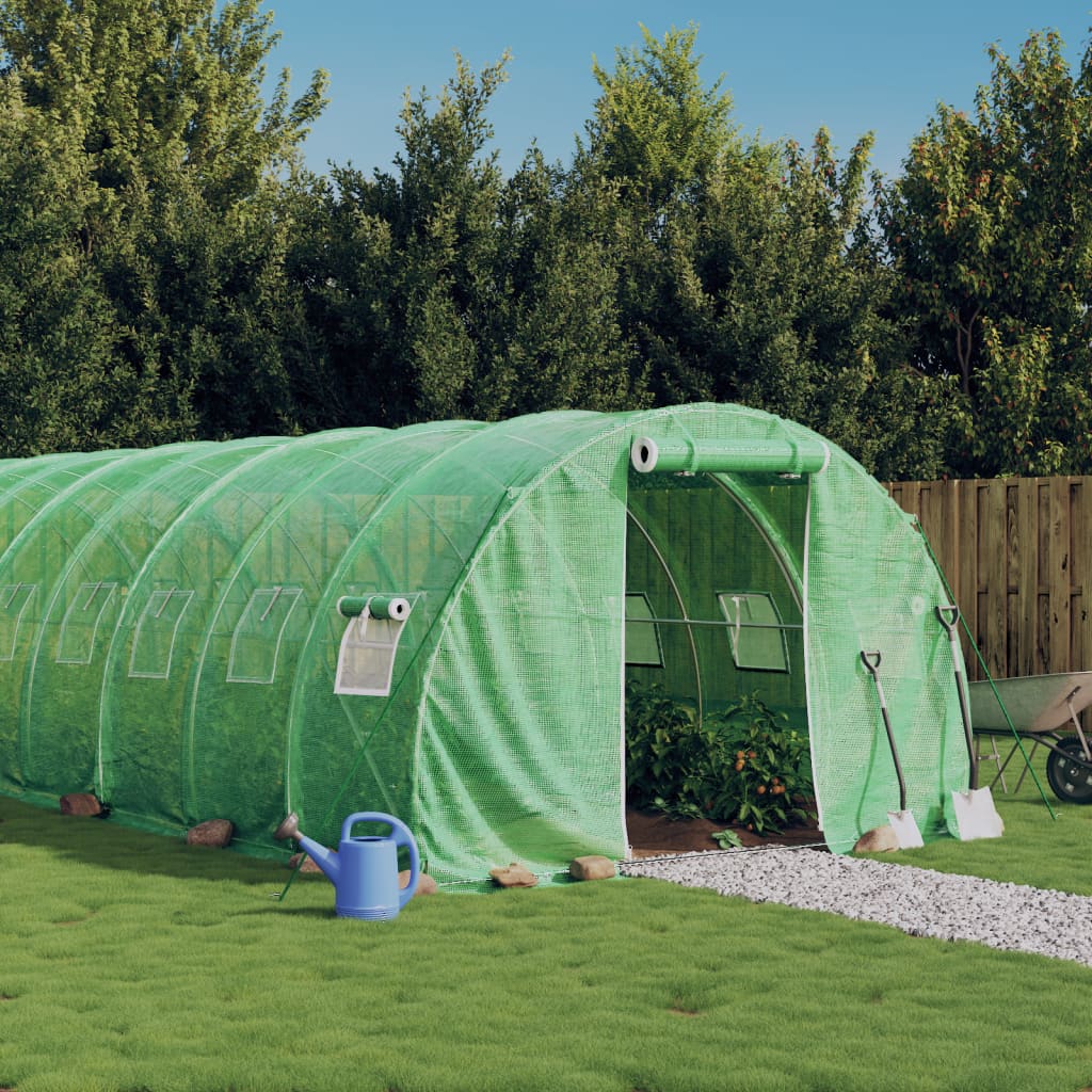 vidaXL Seră cu cadru din oțel, verde, 24 m², 8x3x2 m