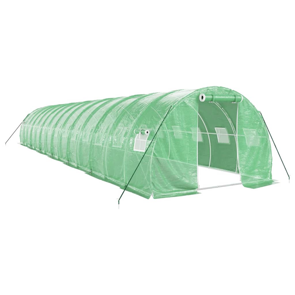 vidaXL Skleník s ocelovým rámem zelený 42 m² 14 x 3 x 2 m