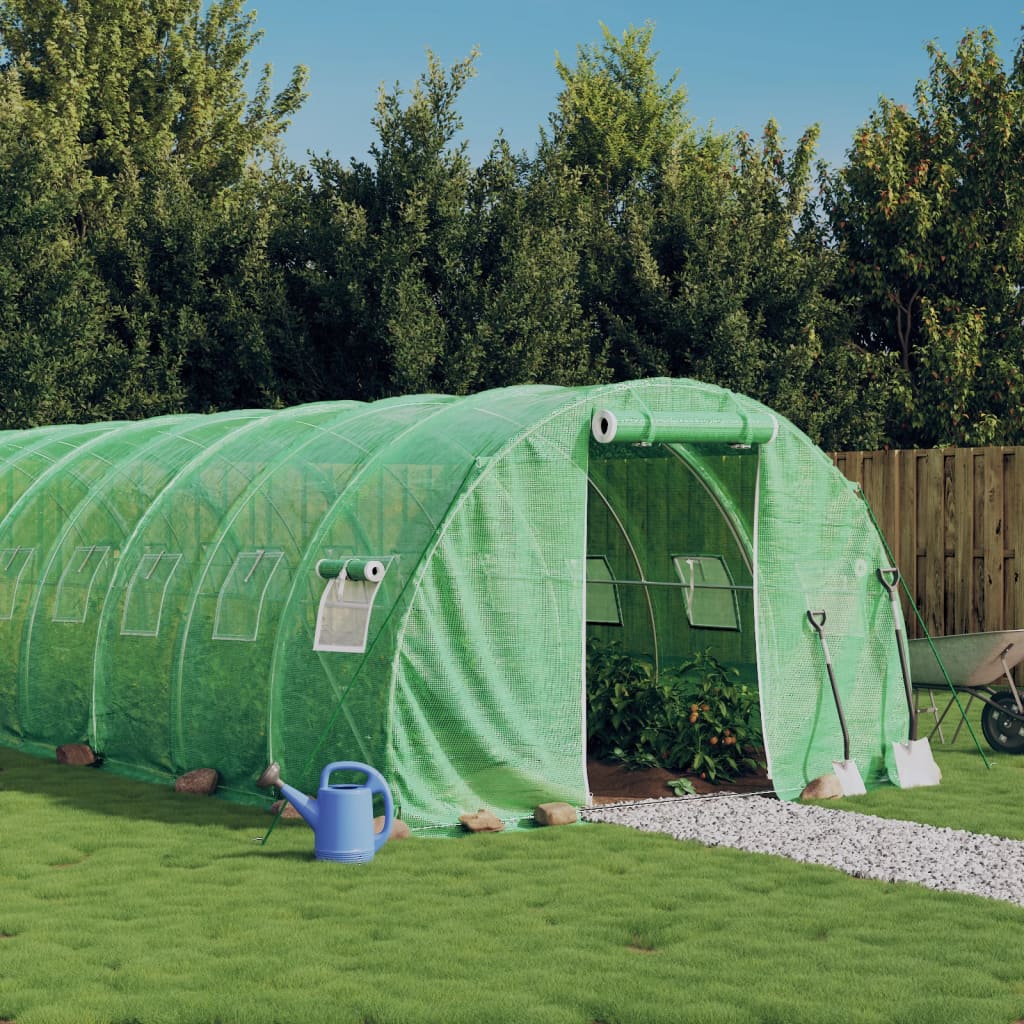 vidaXL Seră cu cadru din oțel, verde, 42 m², 14x3x2 m