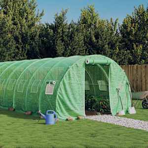 Rastlinjak z jeklenim ogrodjem zelen 54 m² 18x3x2 m