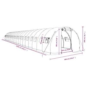 Skleník s ocelovým rámem zelený 66 m² 22 x 3 x 2 m - obrázek 12