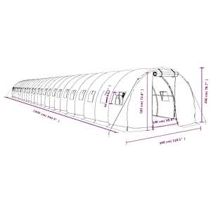 Skleník s ocelovým rámem zelený 72 m² 24 x 3 x 2 m - obrázek 12