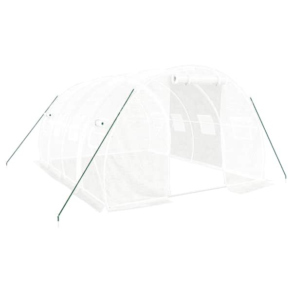 vidaXL kasvuhoone terasraamiga, valge, 12 m&sup2;, 4 x 3 x 2 m