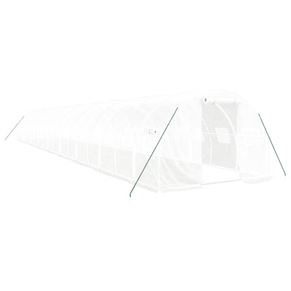 vidaXL kasvuhoone terasraamiga, valge, 54 m&sup2;, 18x3x2 m