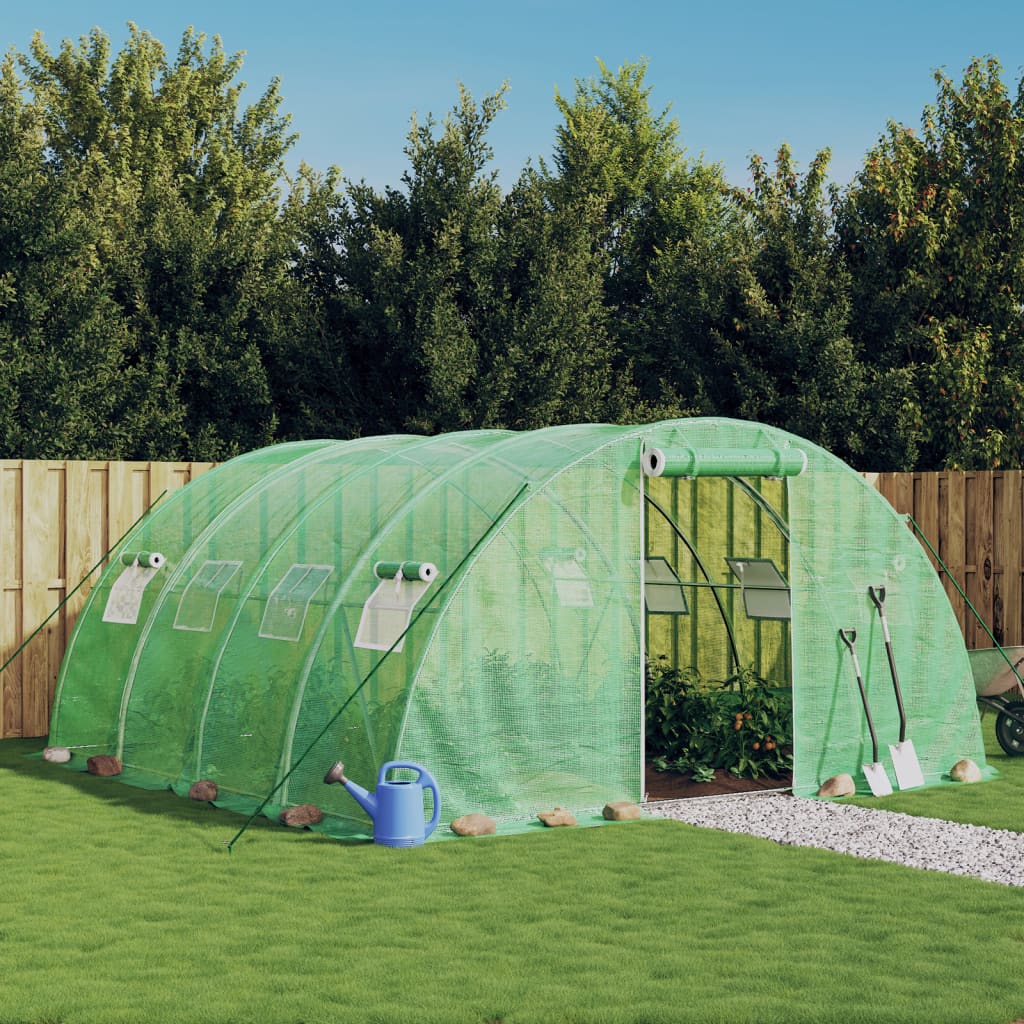 vidaXL Seră cu cadru din oțel, verde, 16 m², 4x4x2 m