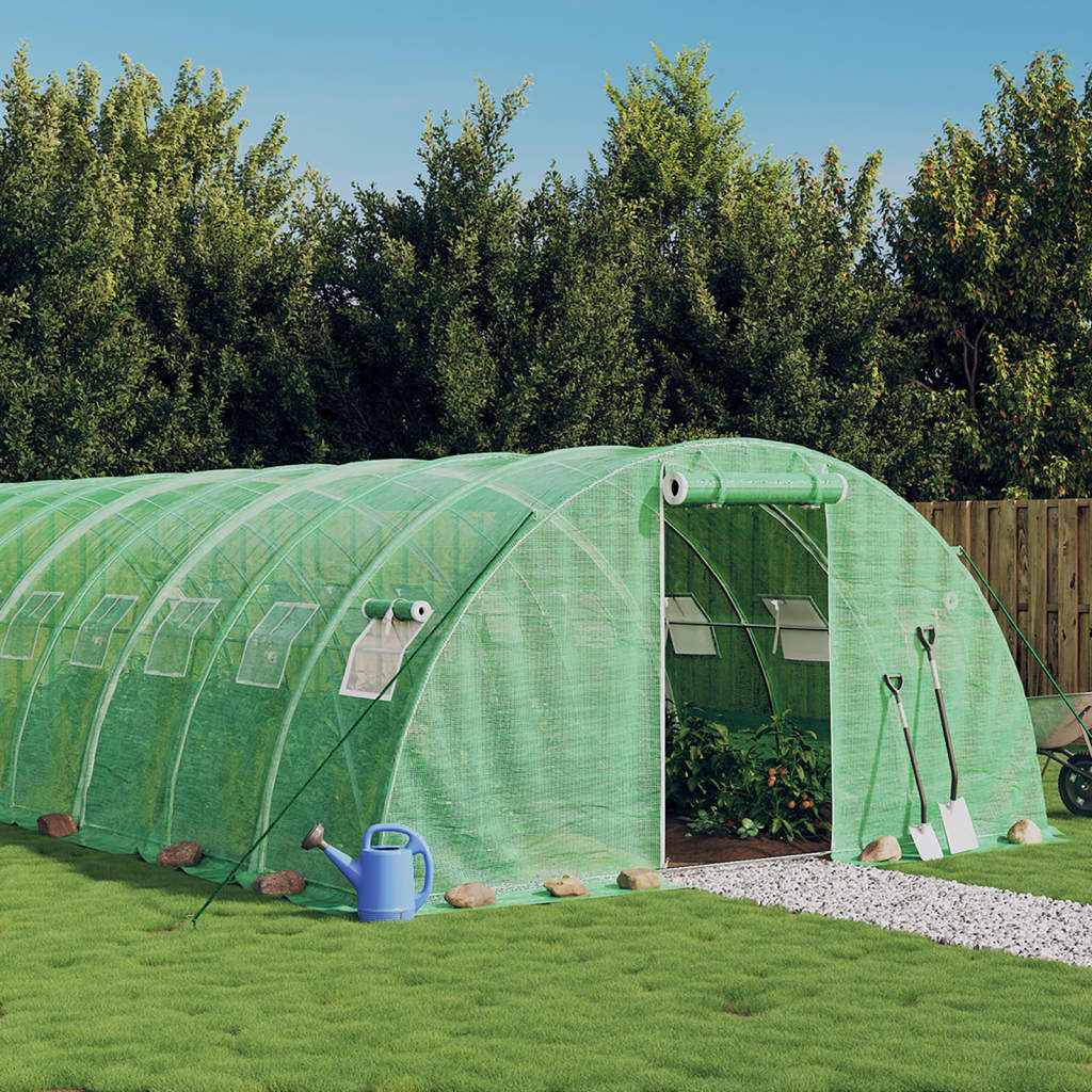 vidaXL Seră cu cadru din oțel, verde, 24 m², 6x4x2 m