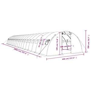 Skleník s ocelovým rámem zelený 80 m² 20 x 4 x 2 m - obrázek 12