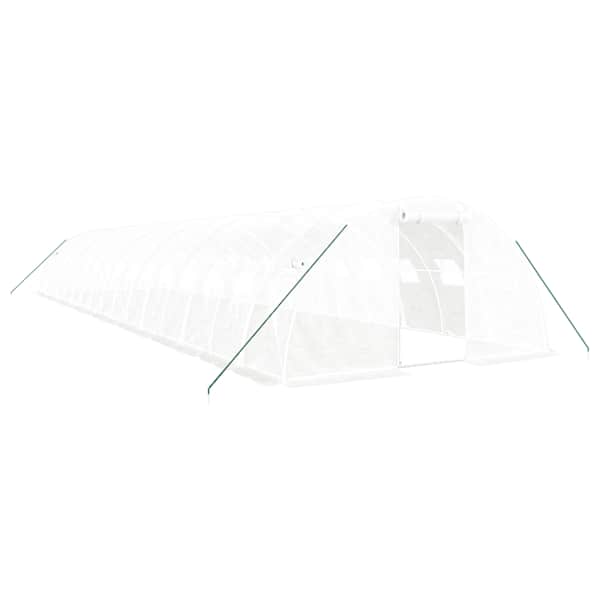 vidaXL kasvuhoone terasraamiga, valge, 64 m&sup2;, 16x4x2 m
