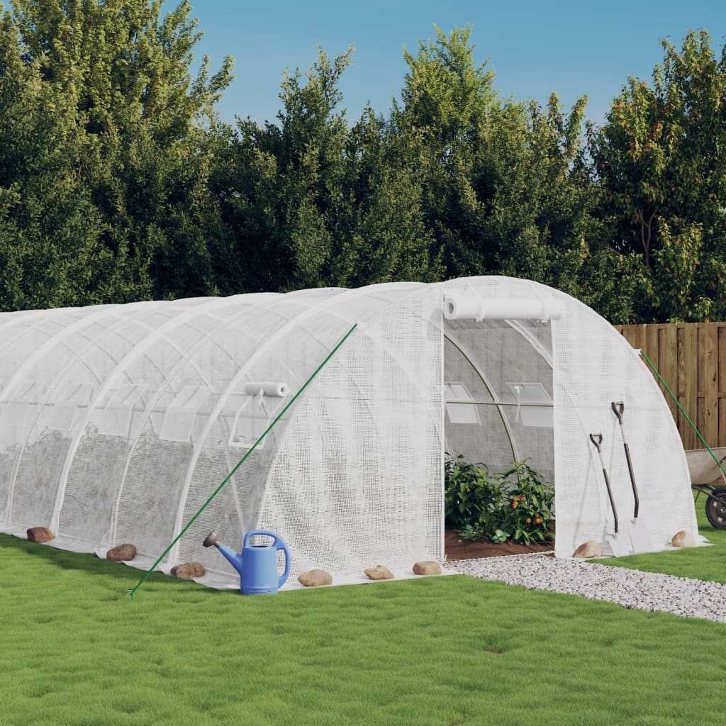 Serre avec cadre en acier blanc 72 m² 18x4x2 m