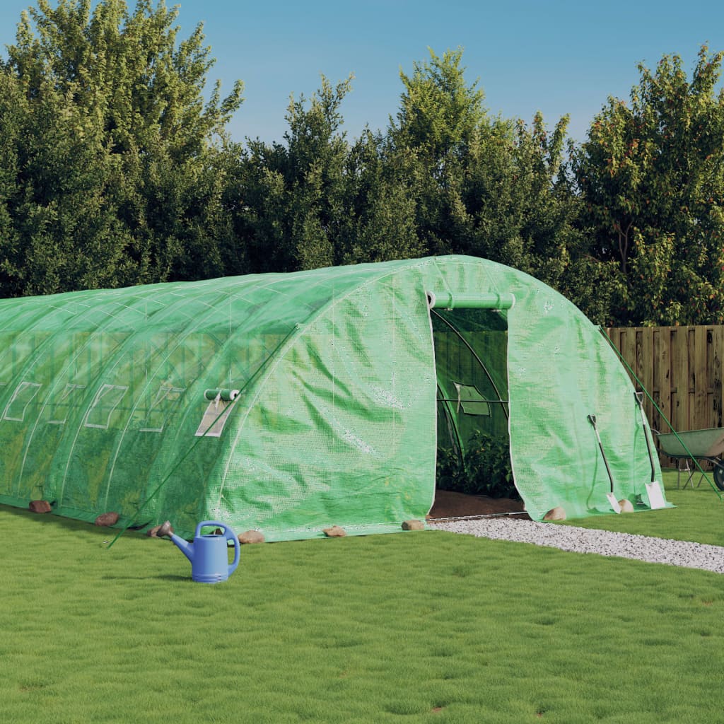 vidaXL Seră cu cadru din oțel, verde, 30 m², 6x5x2,3 m