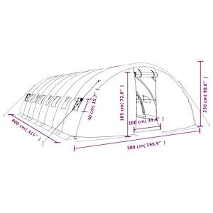 Skleník s ocelovým rámem bílý 40 m² 8 x 5 x 2,3 m - obrázek 12