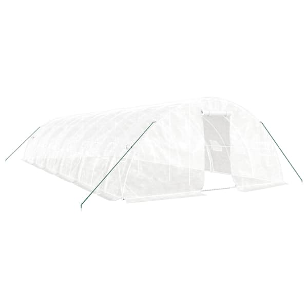 vidaXL kasvuhoone terasraamiga, valge, 60 m&sup2;, 12x5x2,3 m