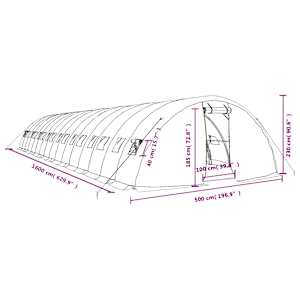 Skleník s ocelovým rámem bílý 80 m² 16 x 5 x 2,3 m - obrázek 12