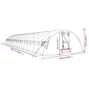 Skleník s ocelovým rámem bílý 100 m² 20 x 5 x 2,3 m - obrázek 12