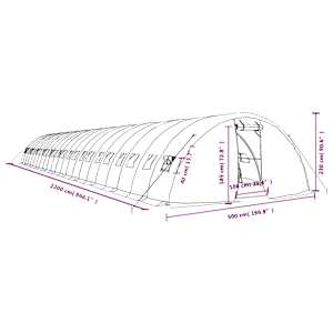Skleník s ocelovým rámem bílý 110 m² 22 x 5 x 2,3 m - obrázek 12