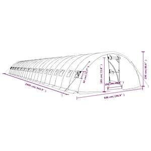 Skleník s ocelovým rámem bílý 120 m² 24 x 5 x 2,3 m - obrázek 12