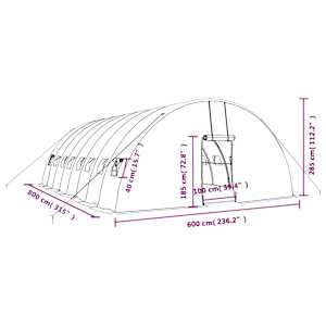 Skleník s ocelovým rámem zelený 48 m² 8 x 6 x 2,85 m - obrázek 12
