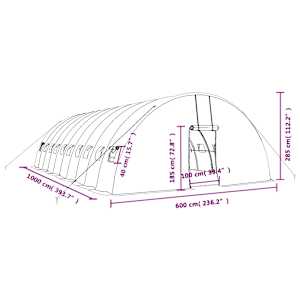 Skleník s ocelovým rámem zelený 60 m² 10 x 6 x 2,85 m - obrázek 12