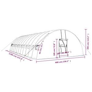 Skleník s ocelovým rámem zelený 72 m² 12 x 6 x 2,85 m - obrázek 12