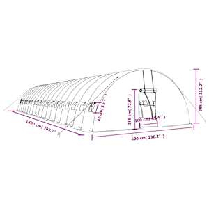 Skleník s ocelovým rámem zelený 108 m² 18 x 6 x 2,85 m - obrázek 12