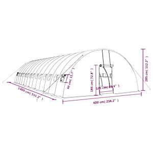 Skleník s ocelovým rámem bílý 84 m² 14 x 6 x 2,85 m - obrázek 12