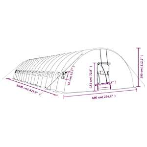 Skleník s ocelovým rámem bílý 96 m² 16 x 6 x 2,85 m - obrázek 12