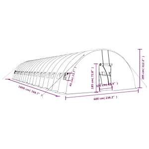 Skleník s ocelovým rámem bílý 108 m² 18 x 6 x 2,85 m - obrázek 12