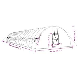 Skleník s ocelovým rámem bílý 120 m² 20 x 6 x 2,85 m - obrázek 12