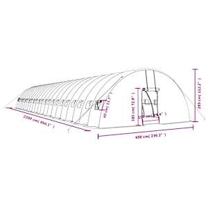 Skleník s ocelovým rámem bílý 132 m² 22 x 6 x 2,85 m - obrázek 12