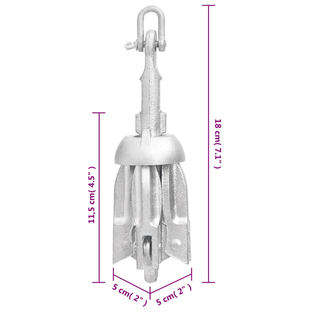 Vidaxl Folding Anchor With Rope - Silver 6 Kg - Hot Dip