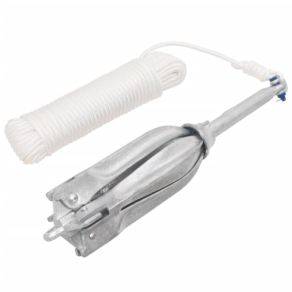 Ancre pliable avec corde argenté 10 kg fer malléable