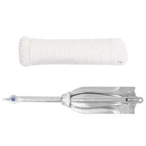 vidaXL Ancora Pieghevole con Corda Argento 10 kg Ghisa Zincata a Caldo