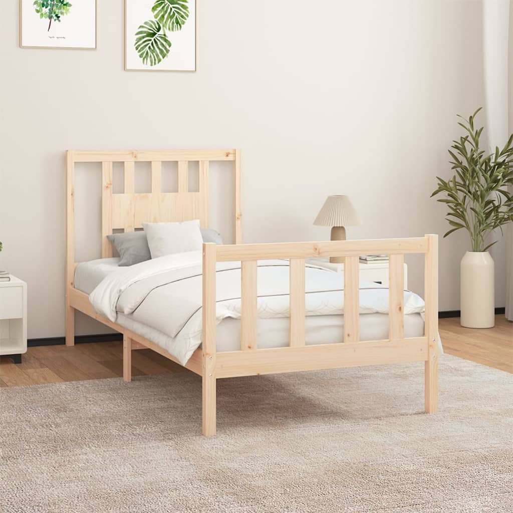 vidaXL Cadre de lit avec tête de lit bois de pin massif 90x200 cm