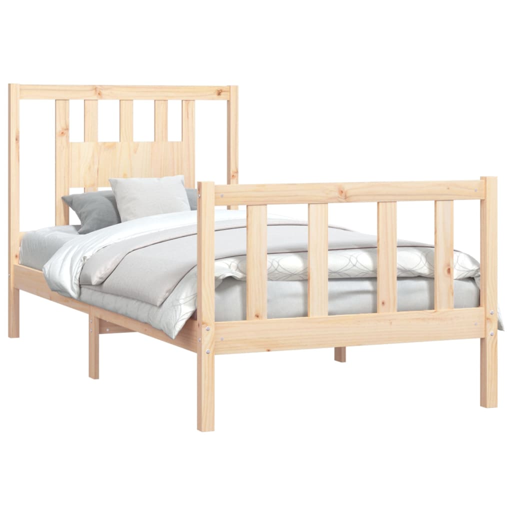 vidaXL Bedframe met hoofdbord massief grenenhout 100x200 cm afbeelding