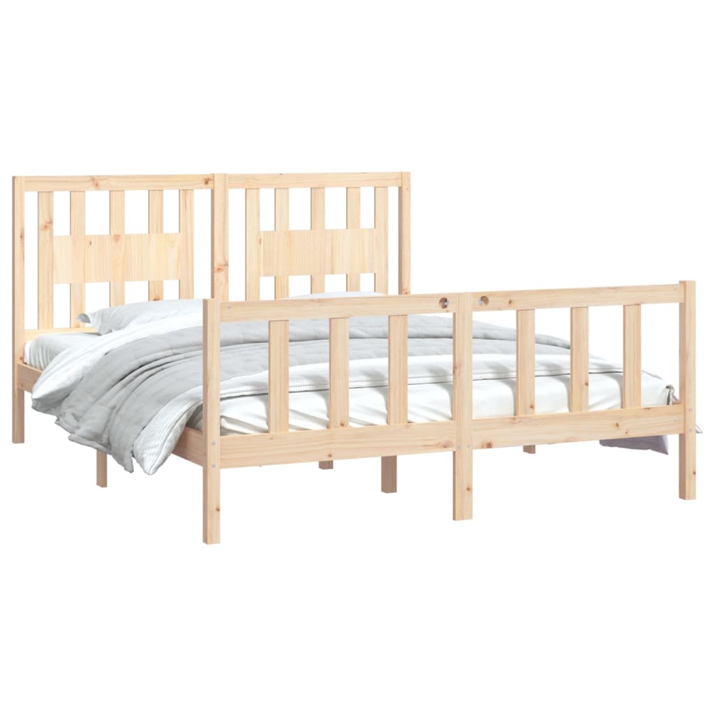 vidaXL Bedframe met hoofdbord massief grenenhout 160x200 cm afbeelding
