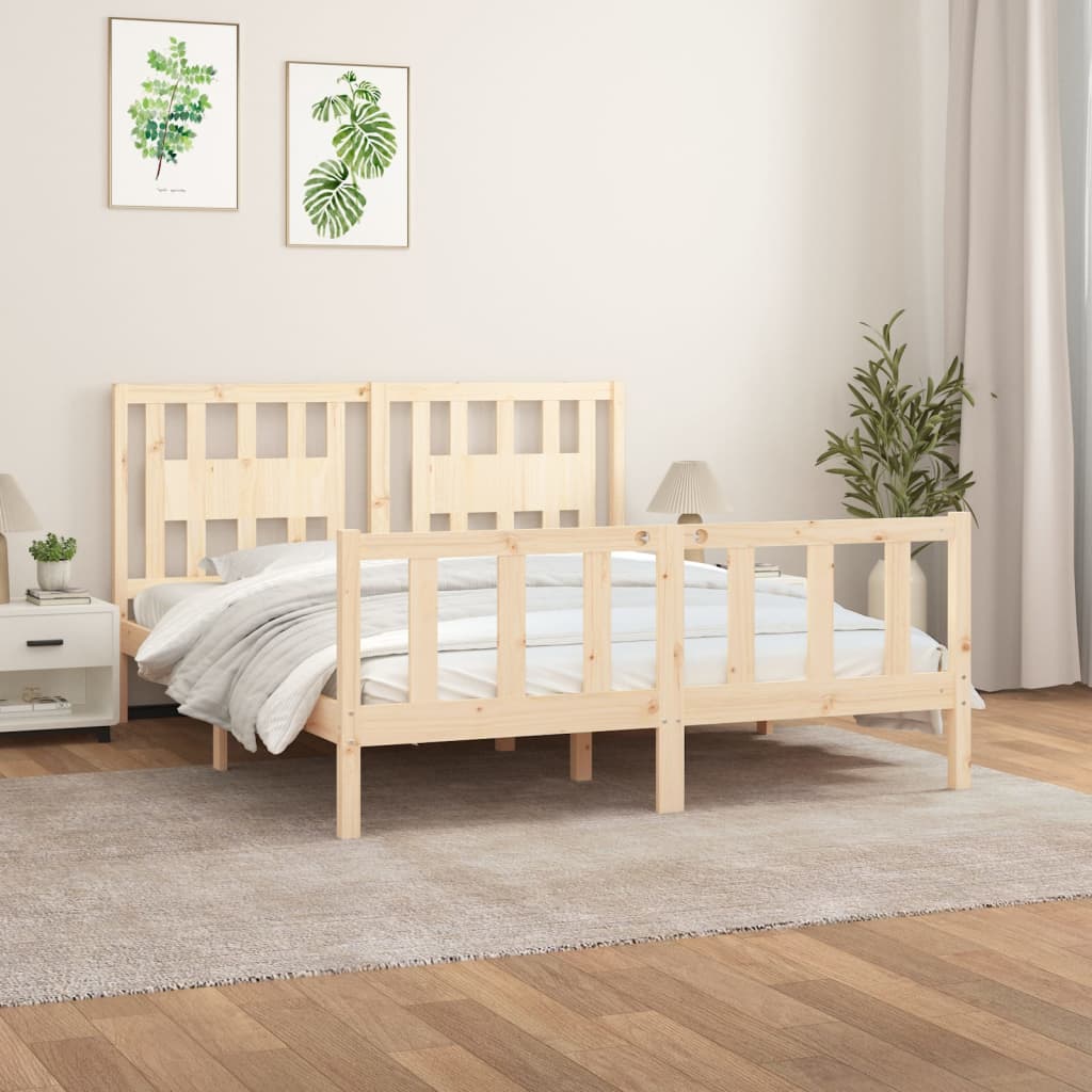 vidaXL Cadru de pat cu tăblie, 160x200 cm, lemn masiv de pin 