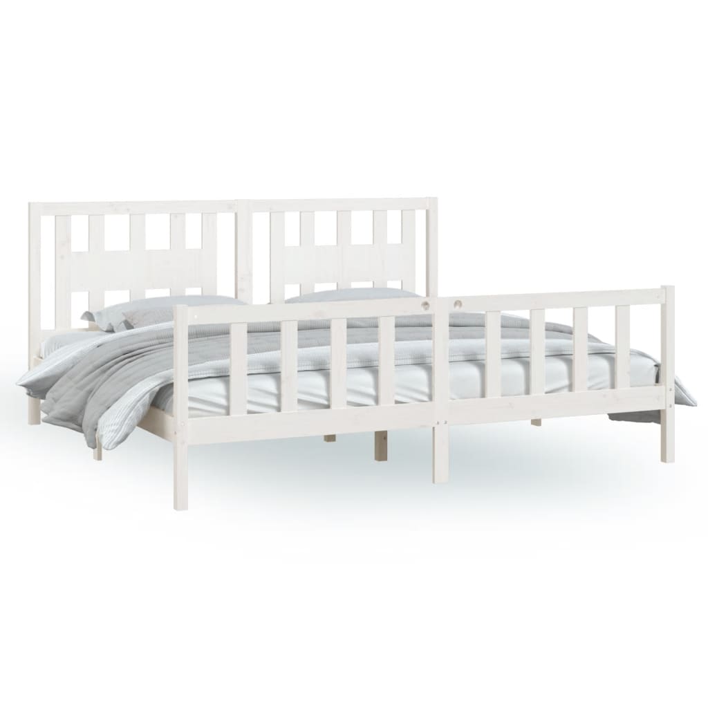 vidaXL Bedframe en hoofdbord grenenhout wit 180x200 cm 6FT Super King