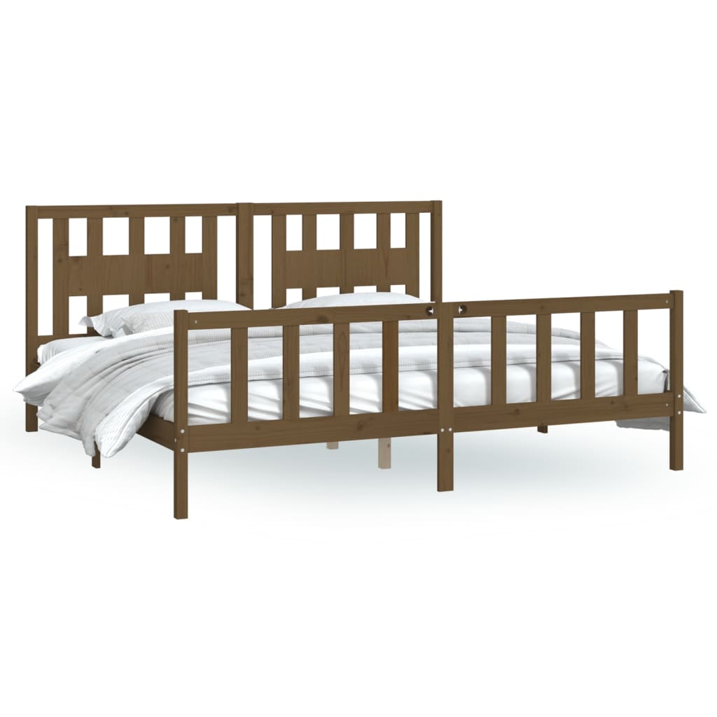 vidaXL Bedframe met hoofdbord honingbruin 180x200 cm 6FT Super King