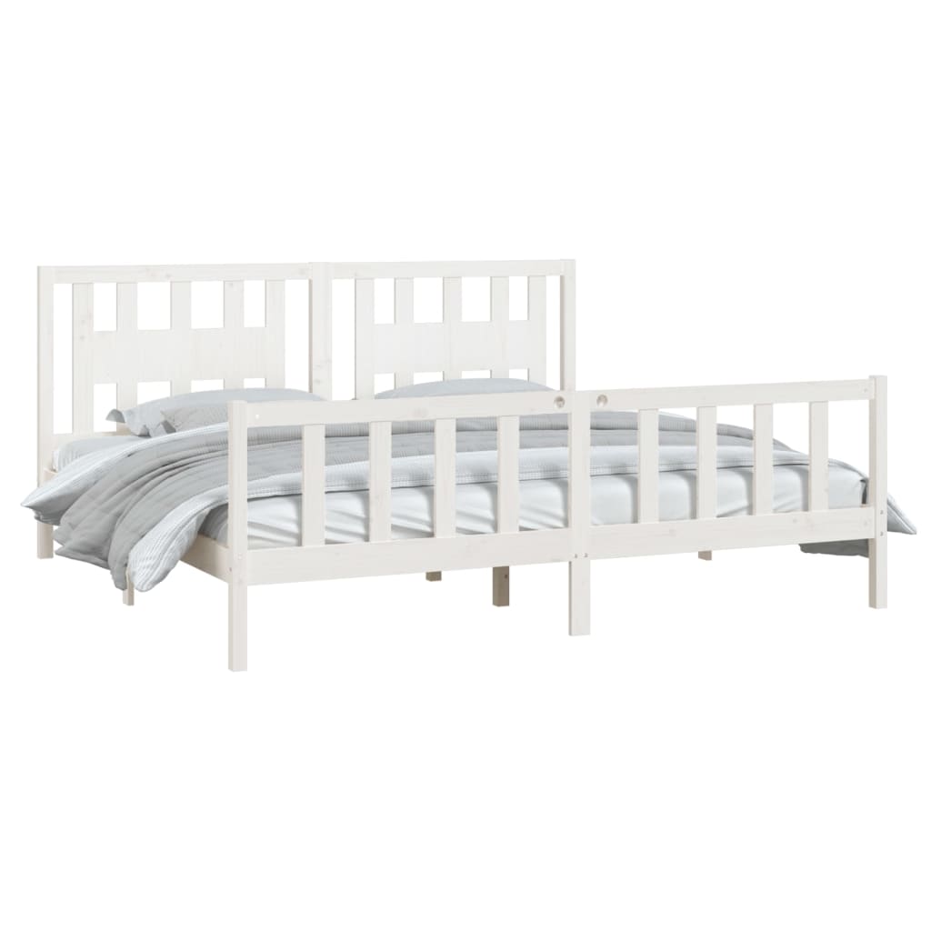 vidaXL Bedframe met hoofdbord massief grenenhout wit 200x200 cm afbeelding