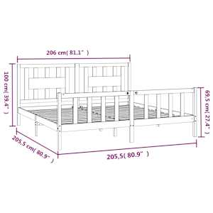 Rám postele s čelem šedý masivní borové dřevo 200 x 200 cm - obrázek 6