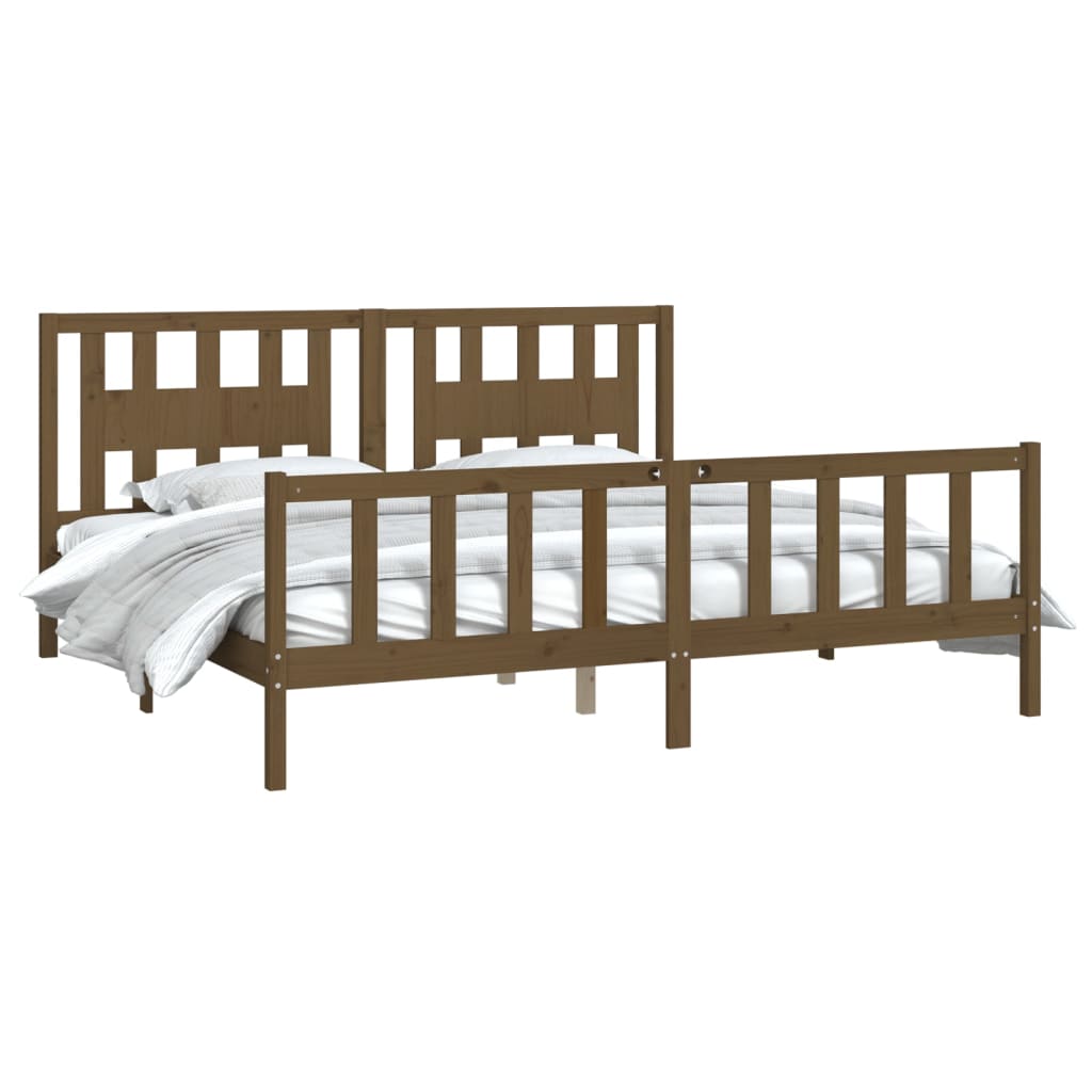 vidaXL Bedframe met hoofdbord grenenhout honingbruin 200x200 cm afbeelding