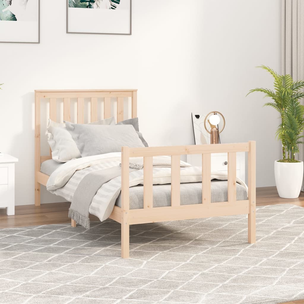vidaXL Cadru de pat cu tăblie, 100x200 cm, lemn masiv de pin 