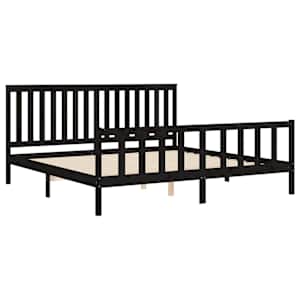 Rám postele s čelem černý 200 x 200 cm masivní borové dřevo - obrázek 4