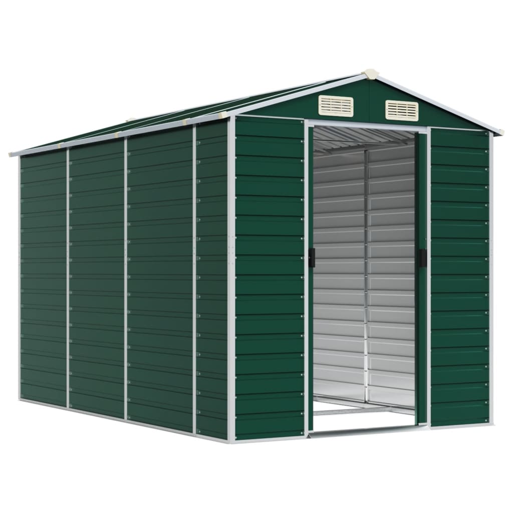 vidaXL Tuinschuur 191x300x198 cm gegalvaniseerd staal groen afbeelding