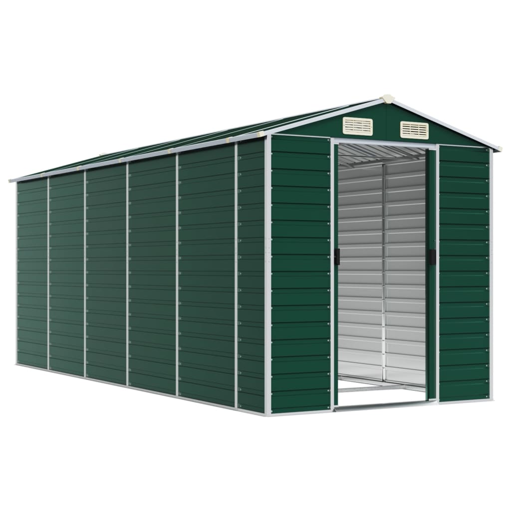 vidaXL Tuinschuur 191x470x198 cm gegalvaniseerd staal groen afbeelding