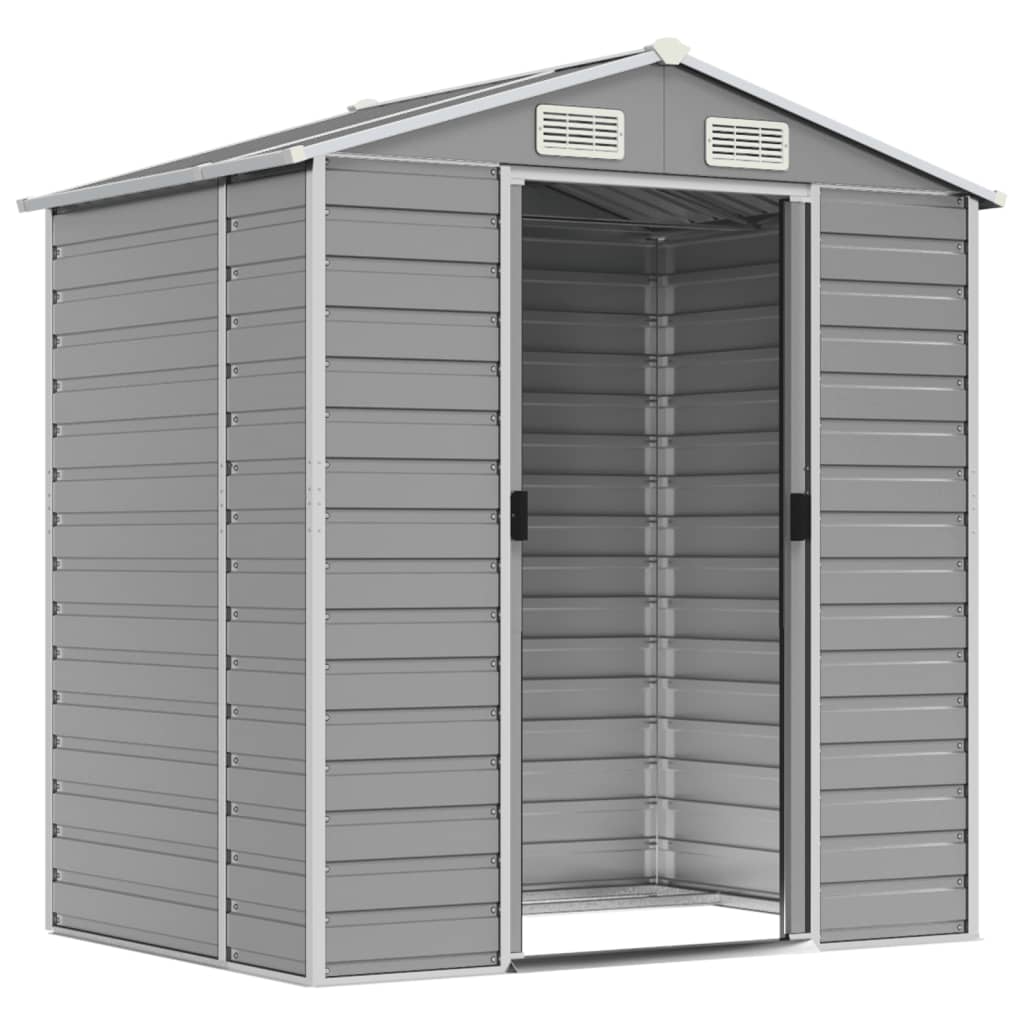 vidaXL Tuinschuur 191x130x198 cm gegalvaniseerd staal lichtgrijs afbeelding