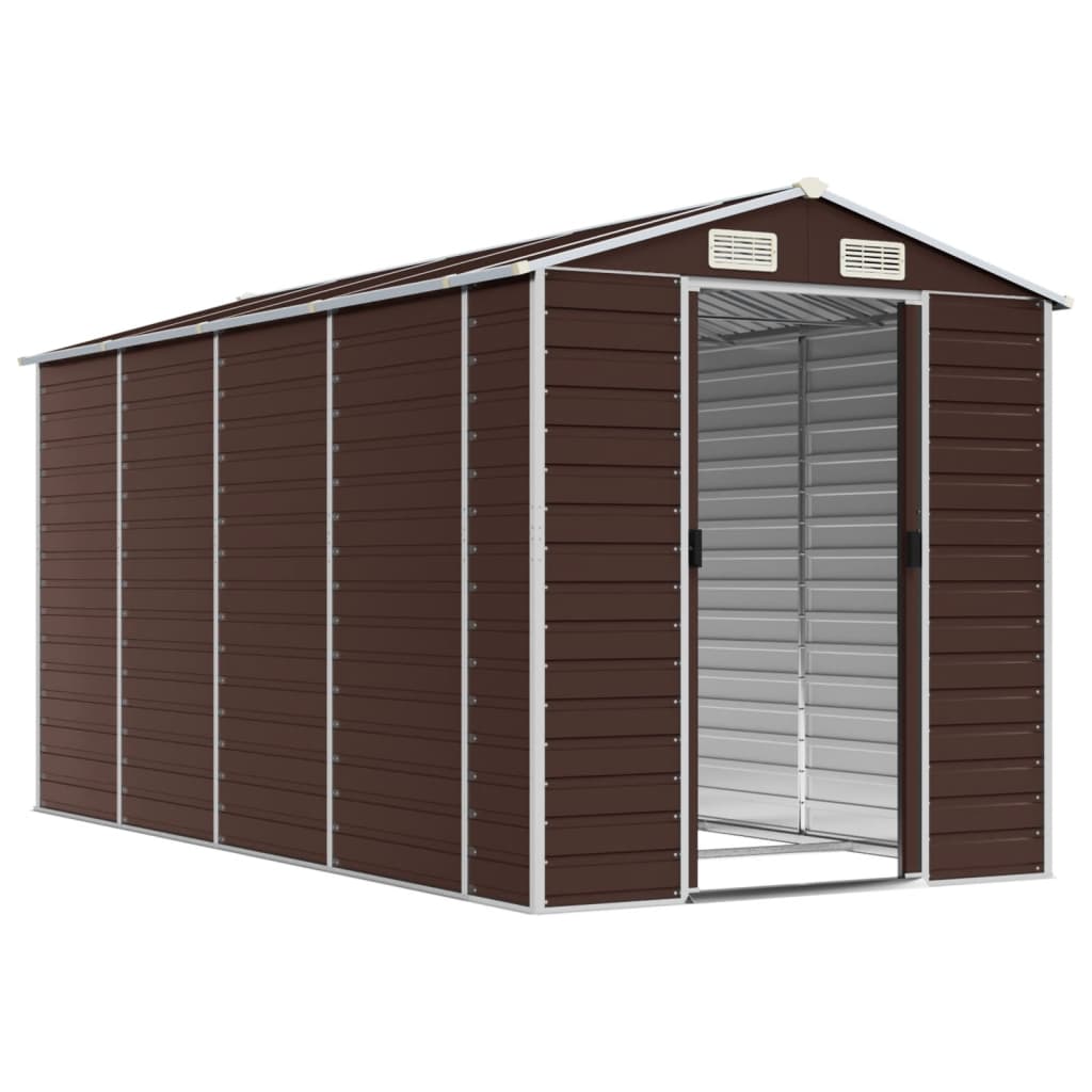 vidaXL Tuinschuur 191x385x198 cm gegalvaniseerd staal bruin afbeelding