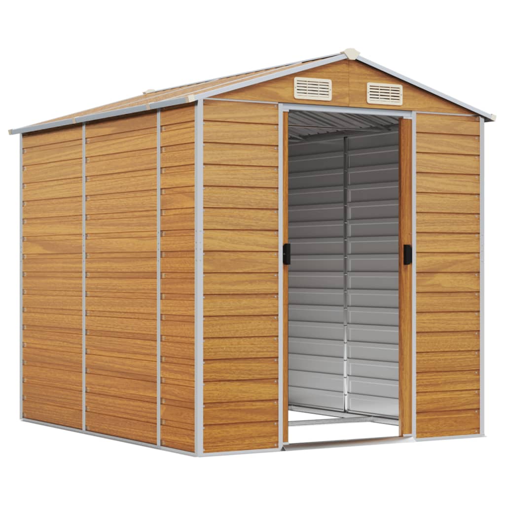 vidaXL Tuinschuur 191x215x198 cm gegalvaniseerd staal lichtbruin afbeelding
