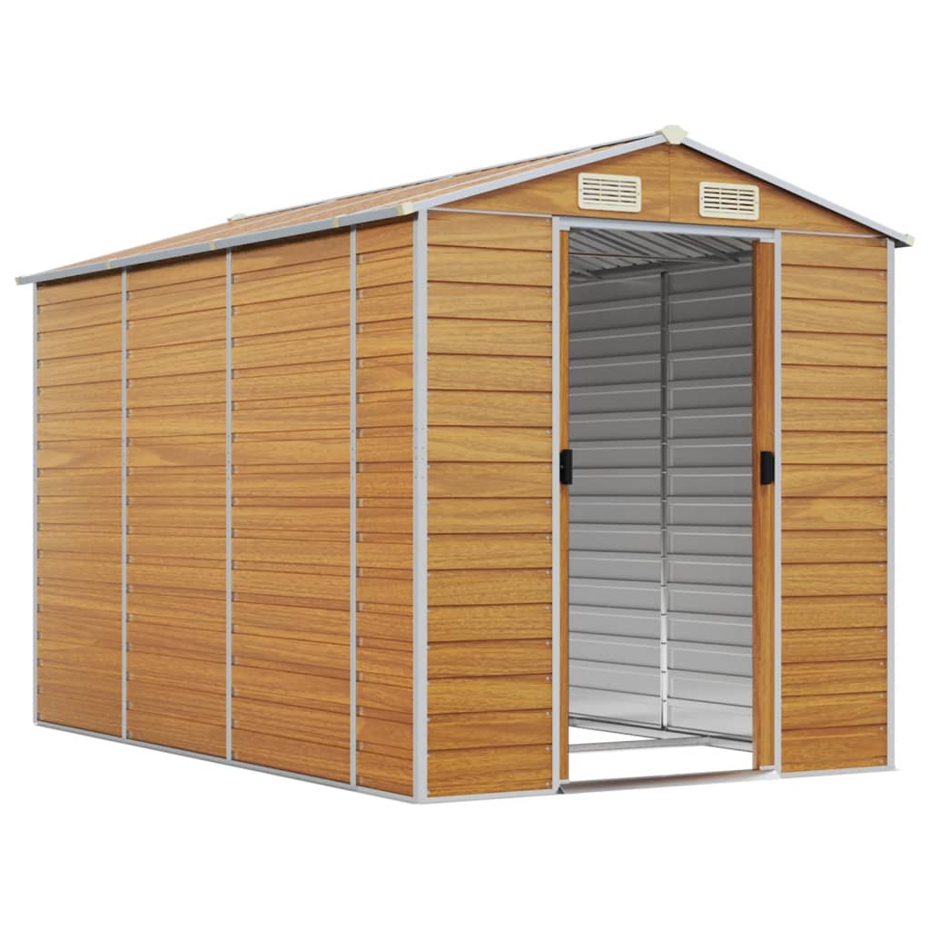 vidaXL Tuinschuur 191x300x198 cm gegalvaniseerd staal lichtbruin afbeelding